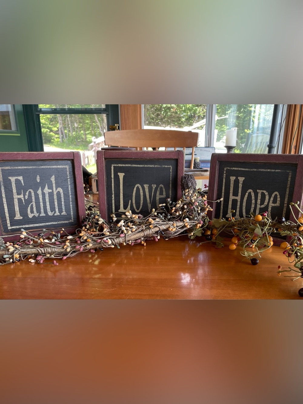 Rustic 3 Piece Framed Signs Barn Wood Bundle in Black Cream and Burgundy